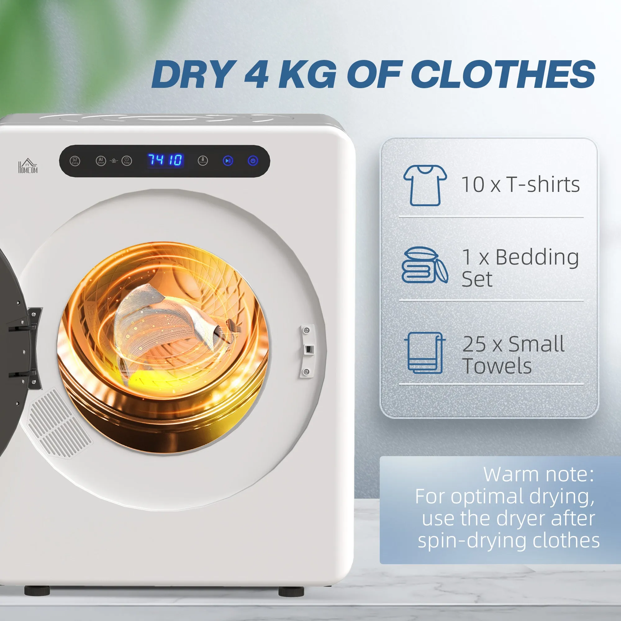 4kg Compact 40-60℃  Tumble Dryer - White