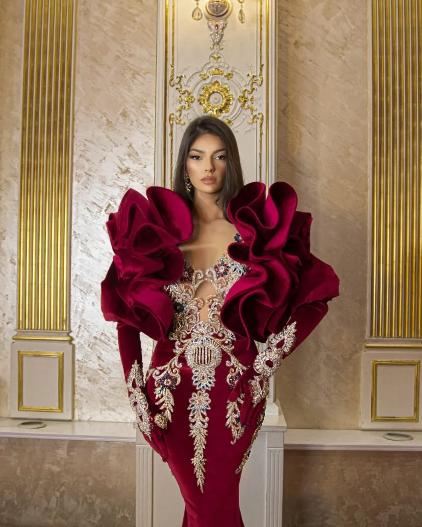 Bonera  Floor-Length Dress with Dramatic Sleeves