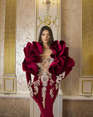 Bonera  Floor-Length Dress with Dramatic Sleeves