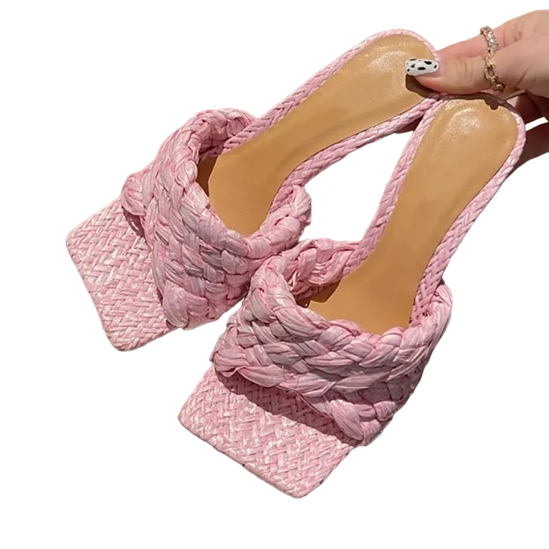 Braided Heels || Pink