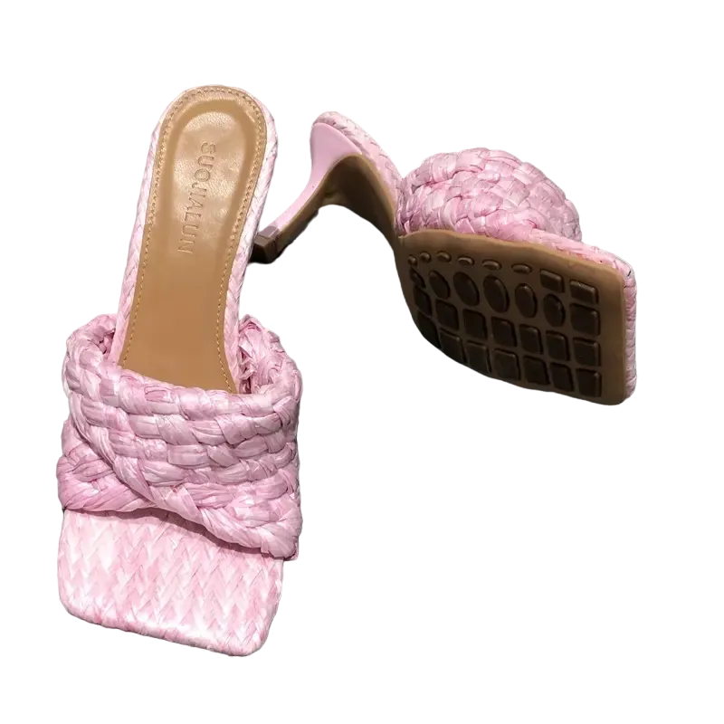 Braided Heels || Pink