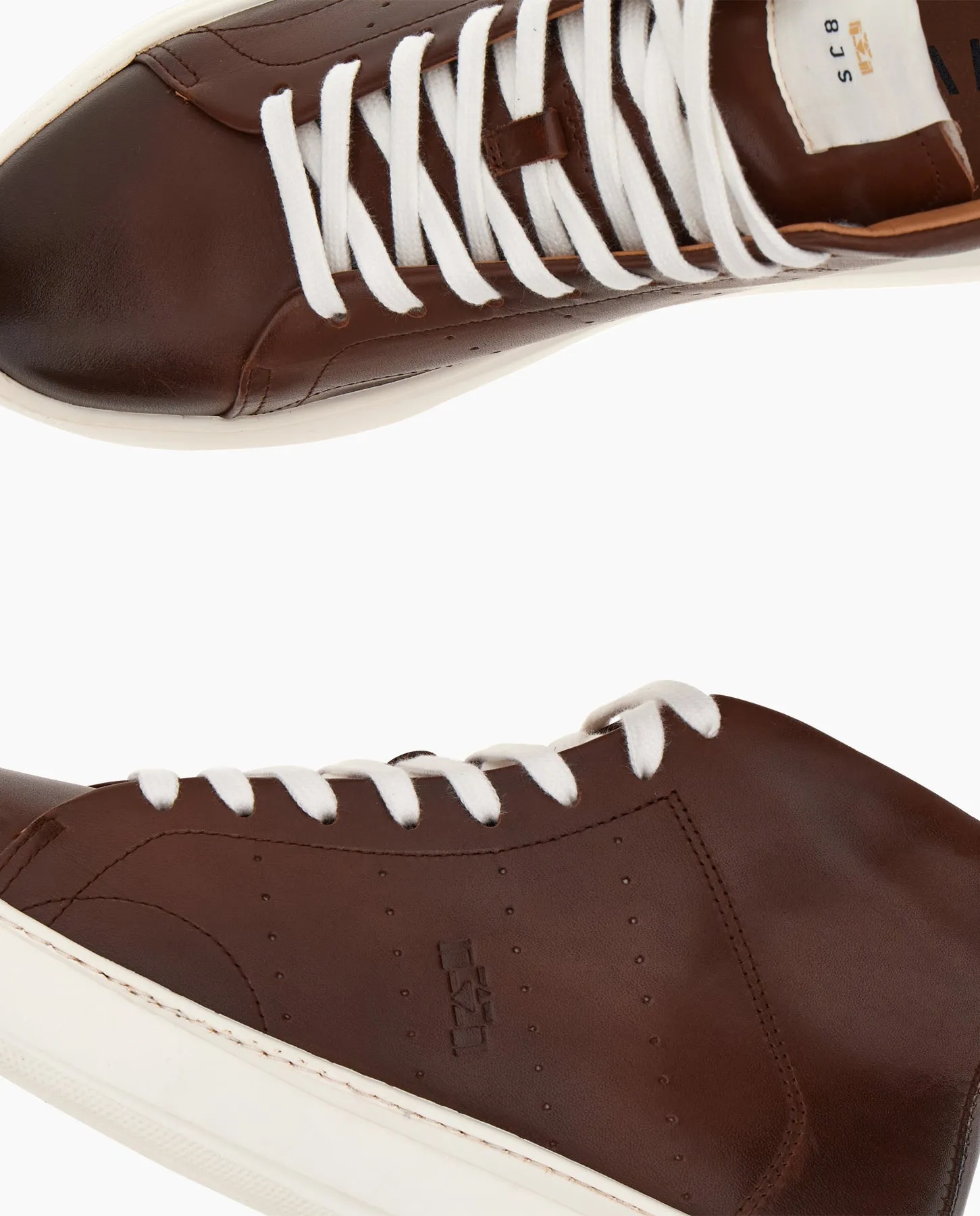 Burnished Brown Leather Racing Sneakers
