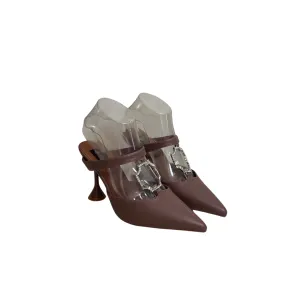 CUPLE Taupe Brooch Mule Heels | Like New |
