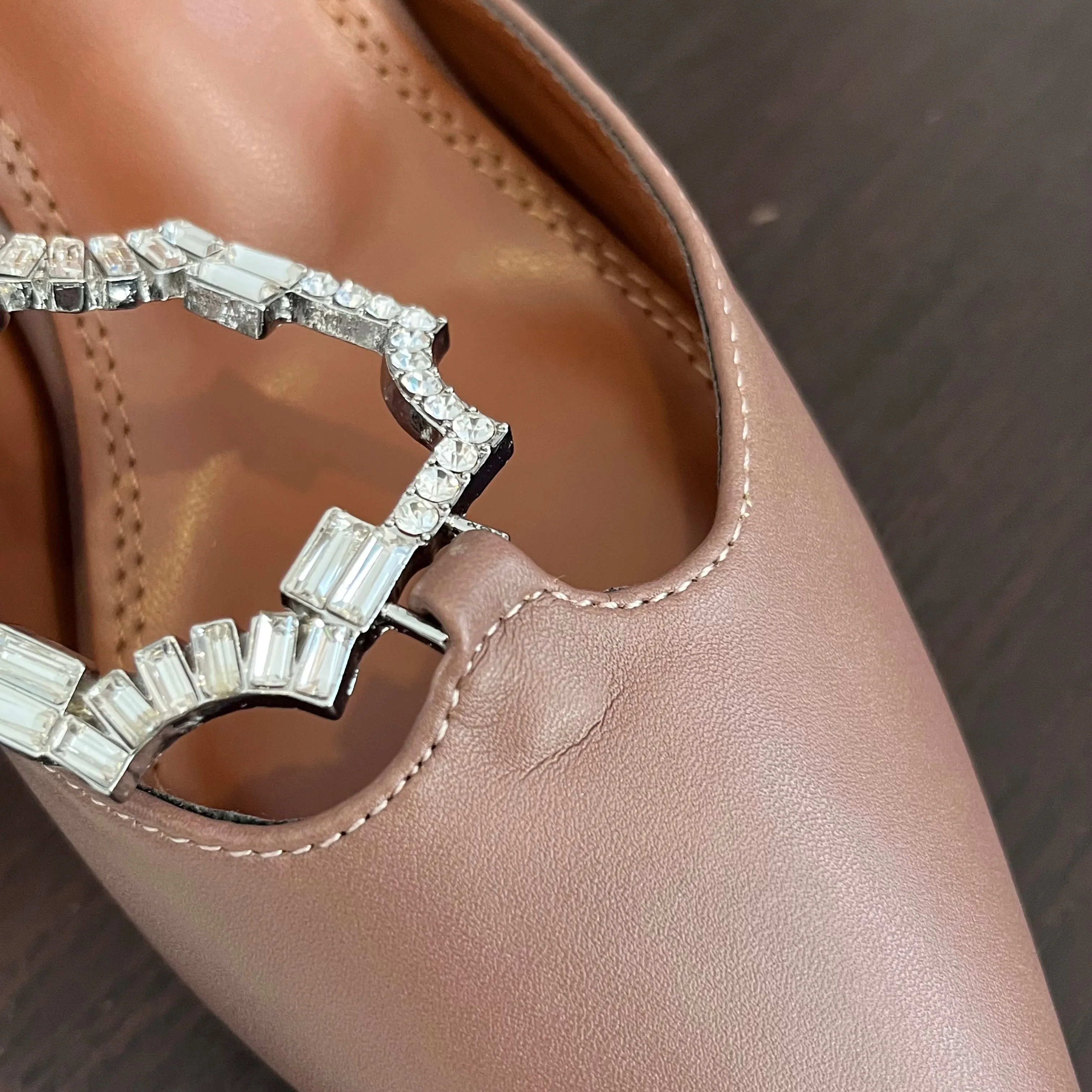 CUPLE Taupe Brooch Mule Heels | Like New |