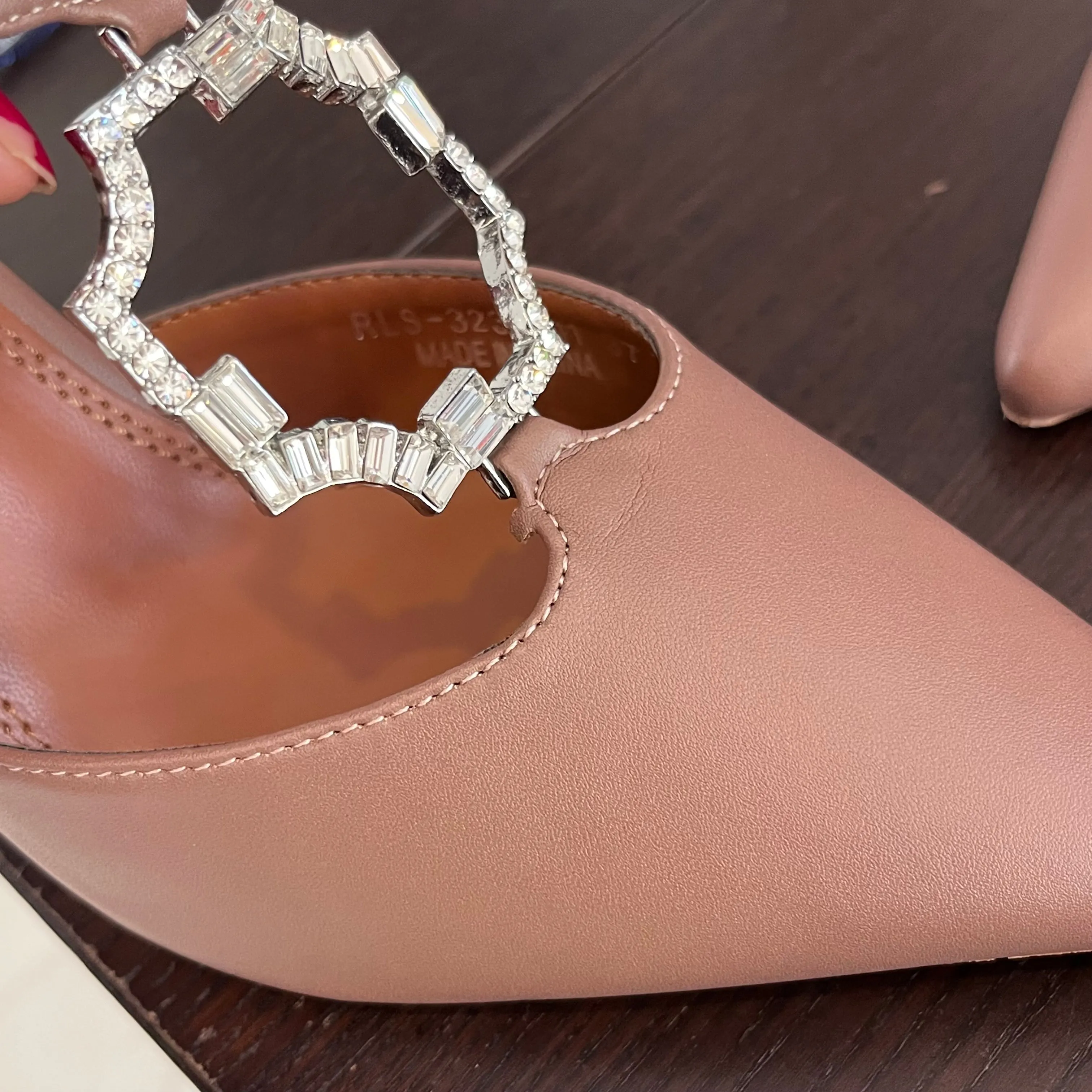 CUPLE Taupe Brooch Mule Heels | Like New |