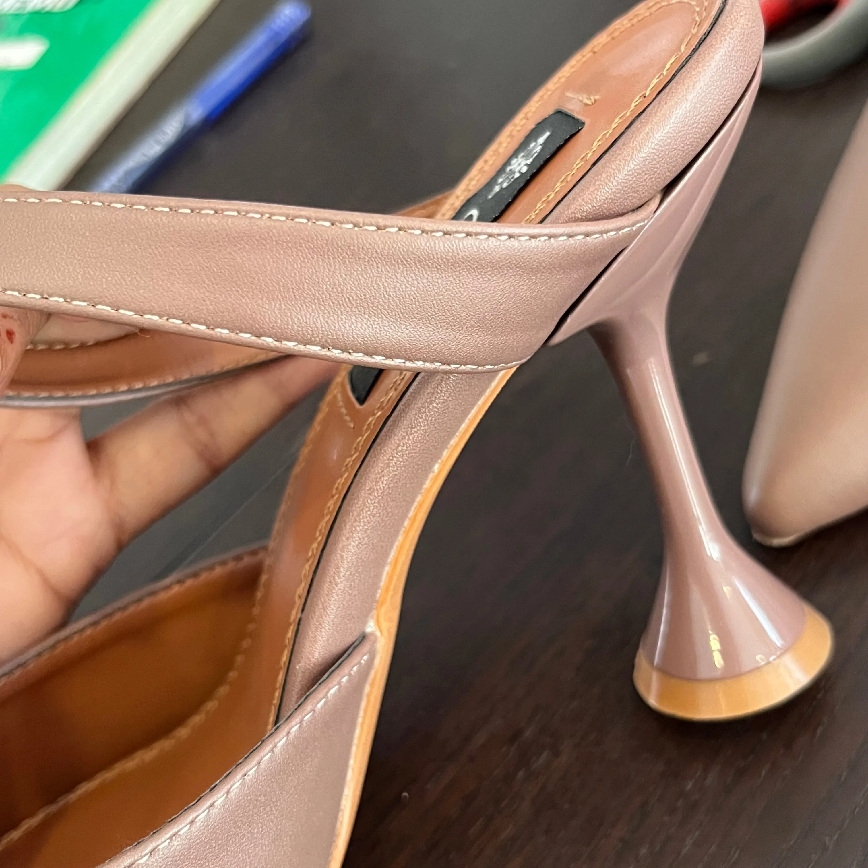 CUPLE Taupe Brooch Mule Heels | Like New |