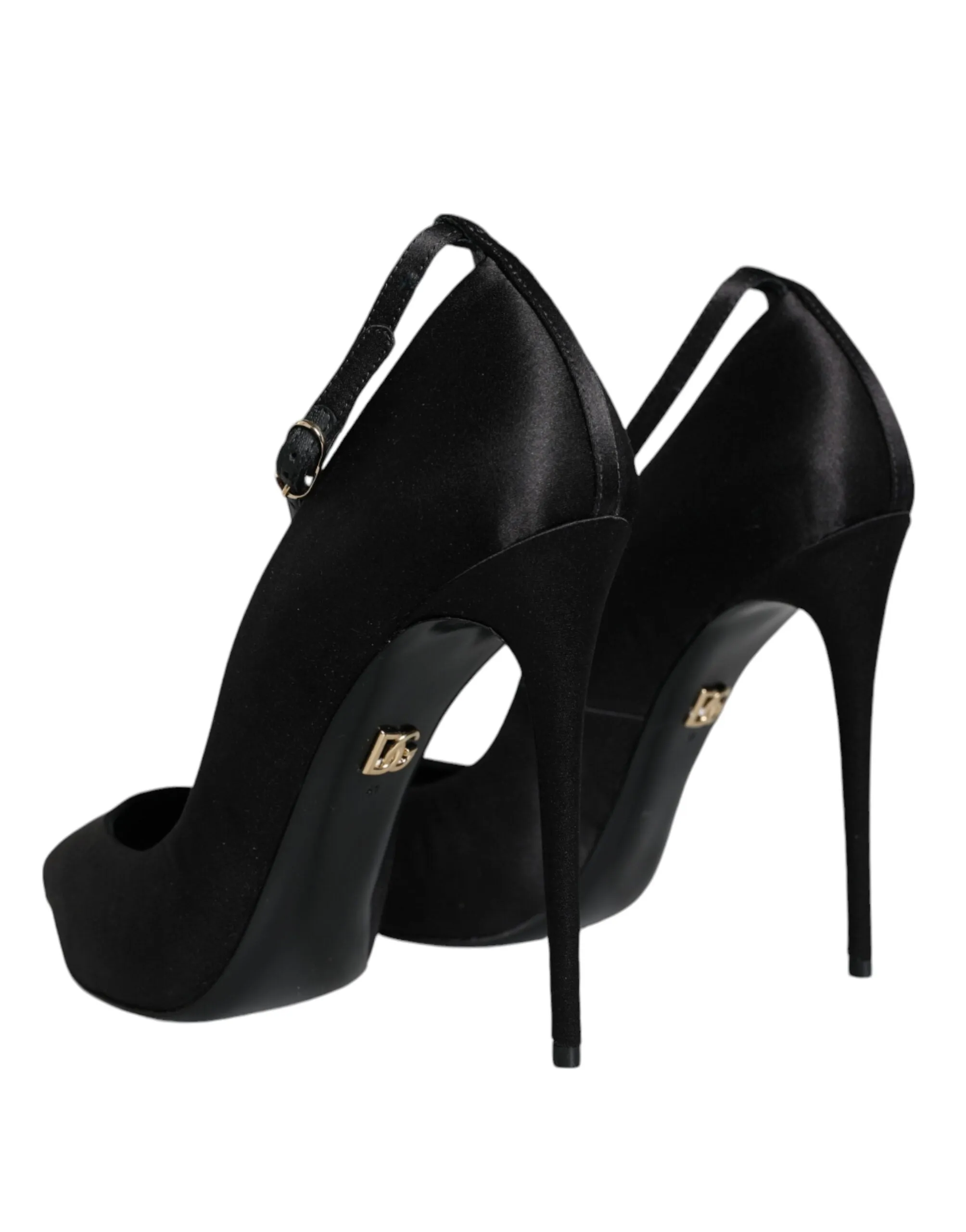 Dolce & Gabbana Ankle Strap Pumps In Black Satin