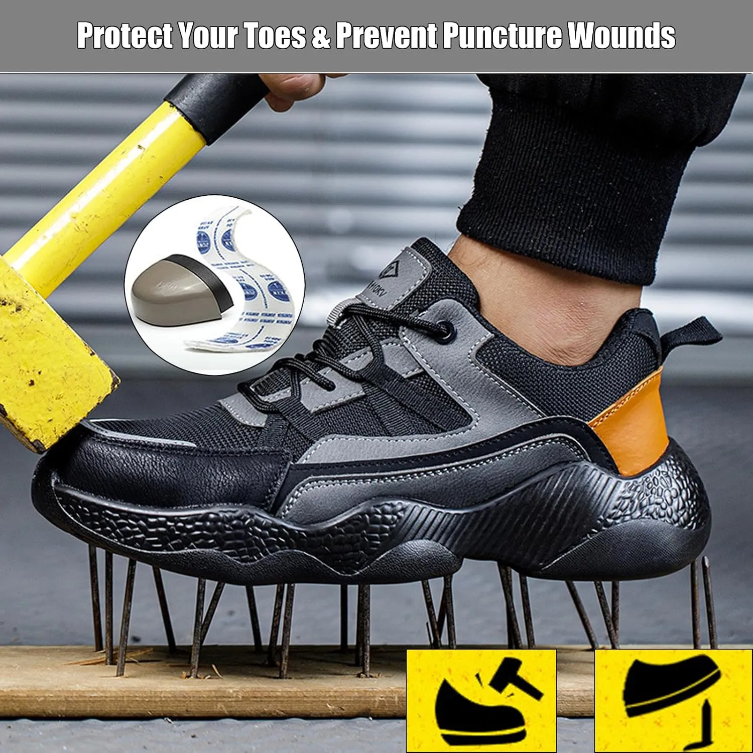 Electrician Insulated Shoes Steel Toe Boots Labor Shoes Work Shoes Safety Shoes Welding Shoes Protect Your Toes Waterproof and Puncture Resistant,A-EU-44