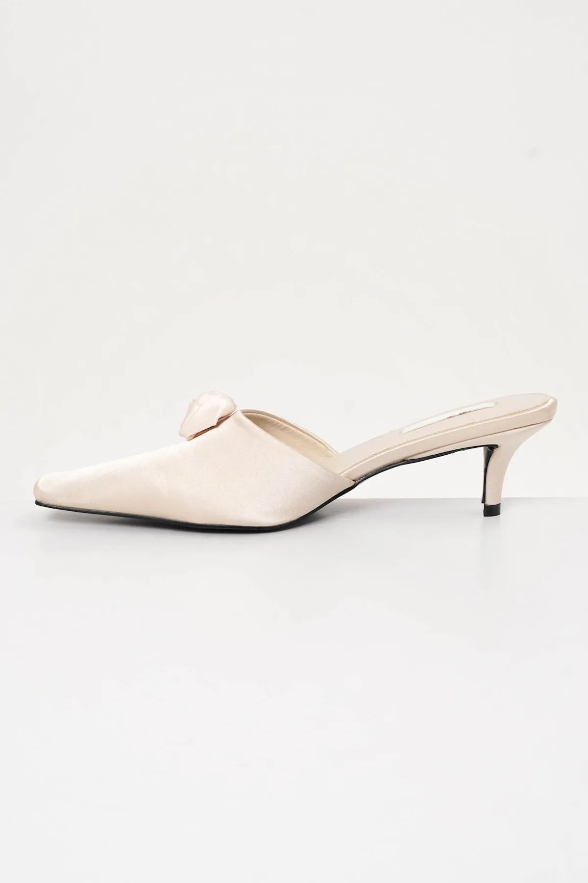 Euclia Rosè Satin Mules In Champagne