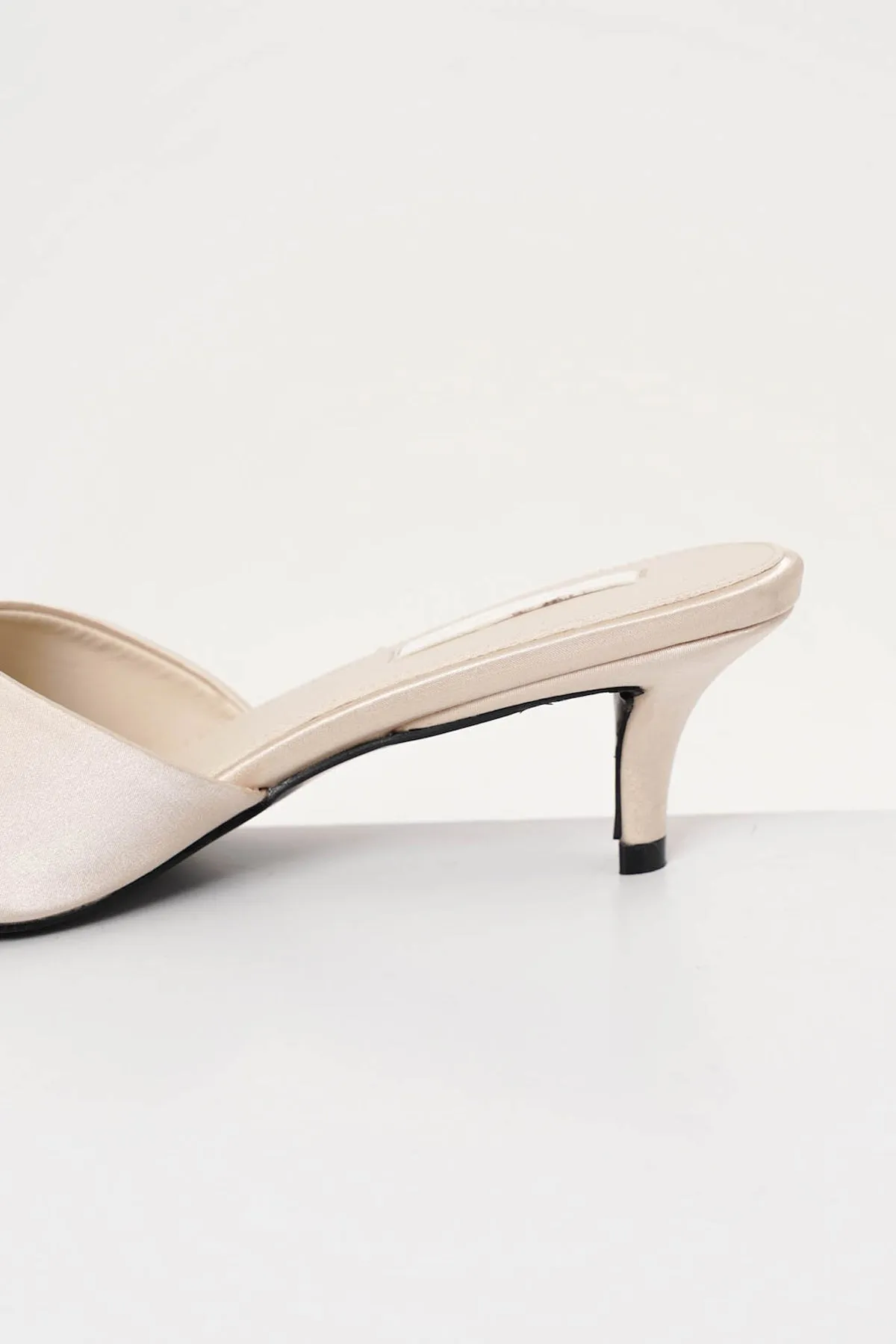 Euclia Rosè Satin Mules In Champagne