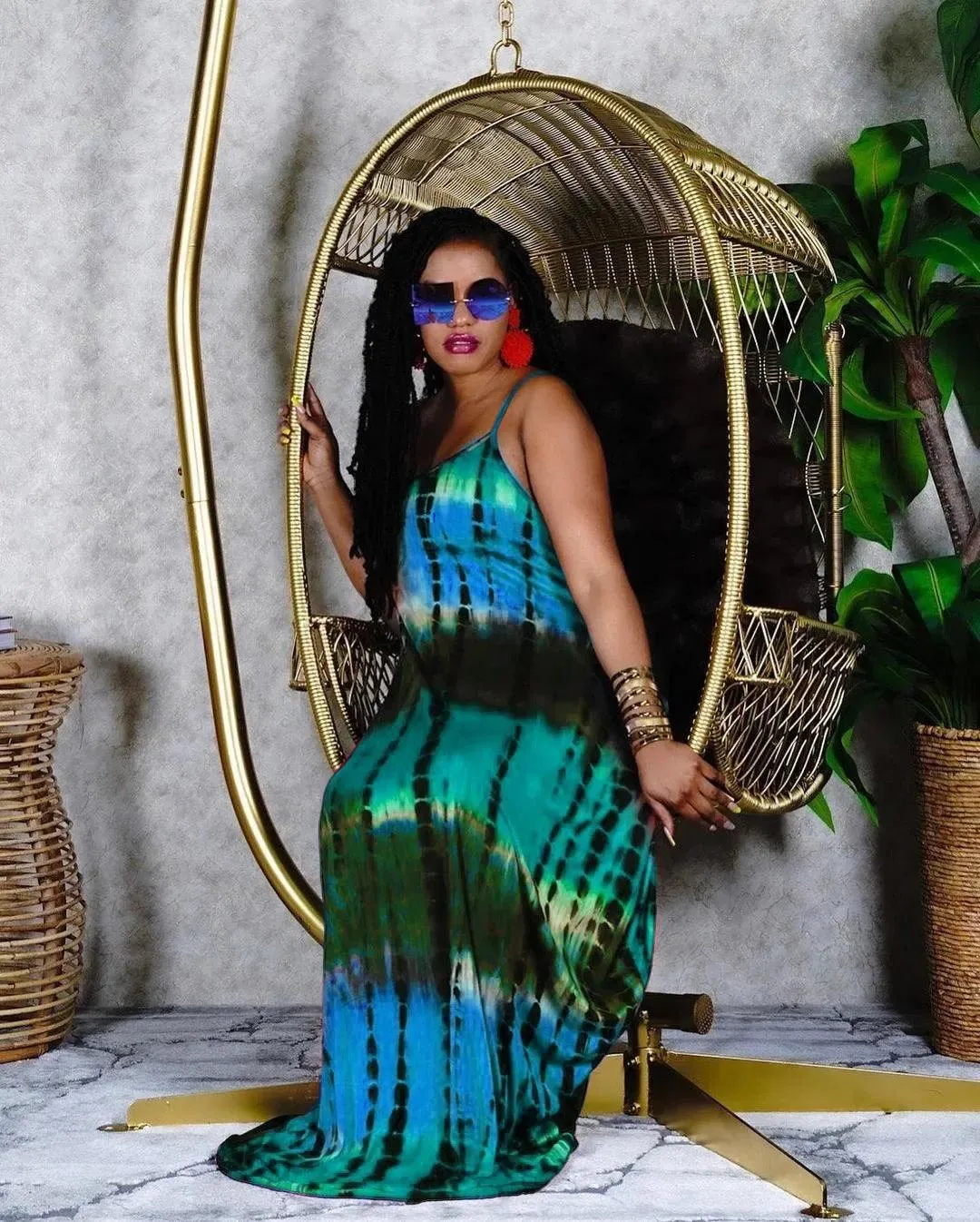 Fashion Casual Strap Tie-dye V-neck