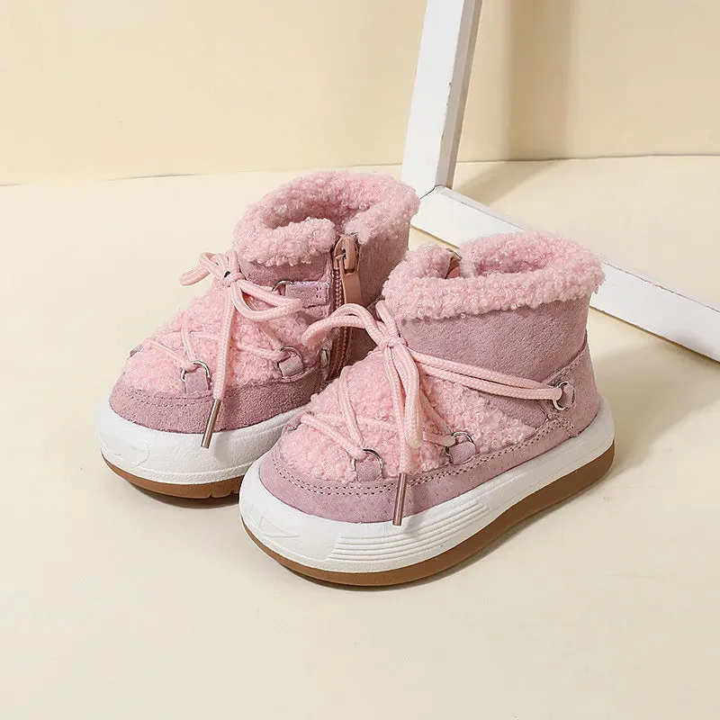 GT-CECD New Autumn/Winter Baby Boots Warm Plush Rubber Sole Toddler
