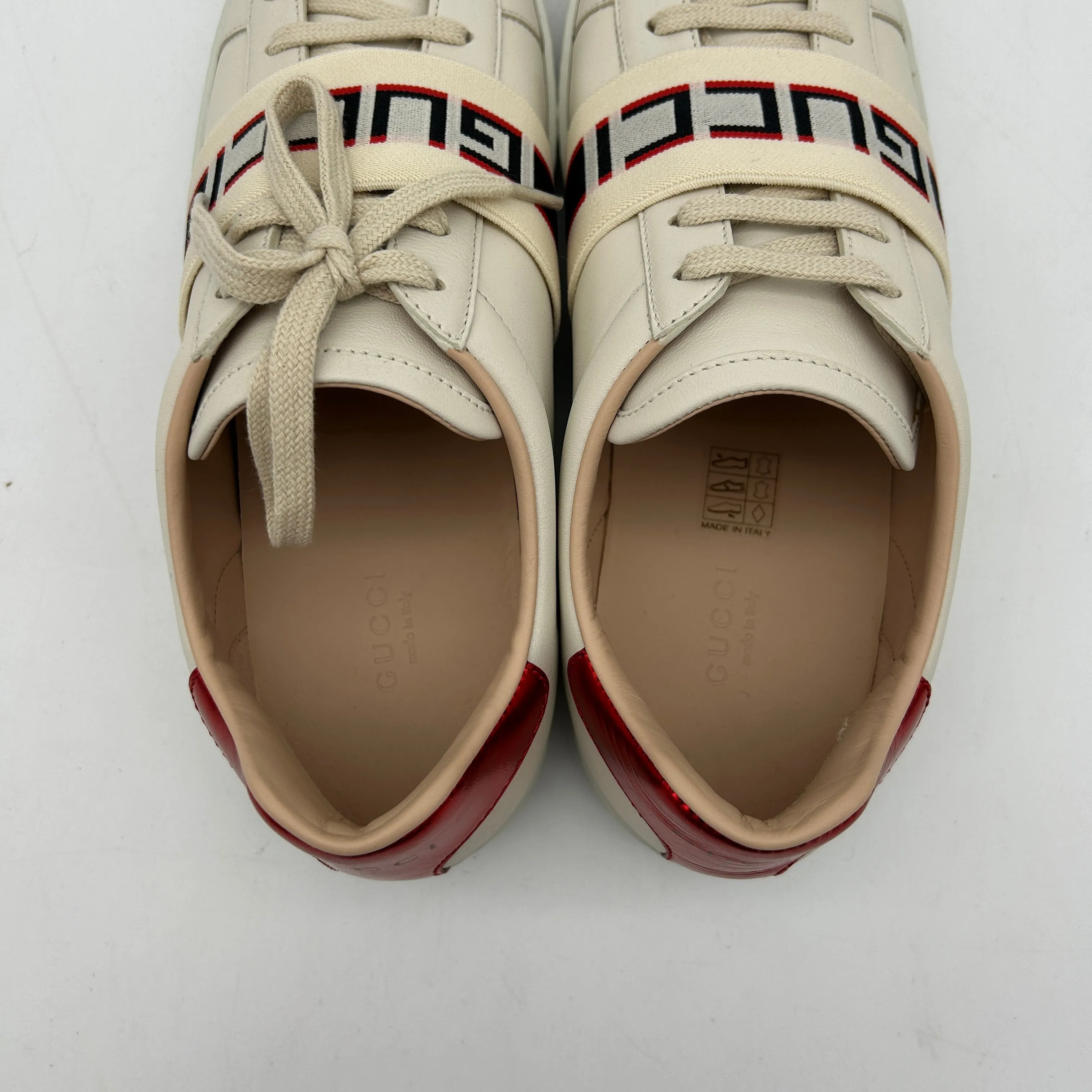 Gucci White Leather Logo Band Ace Sneakers 24120204