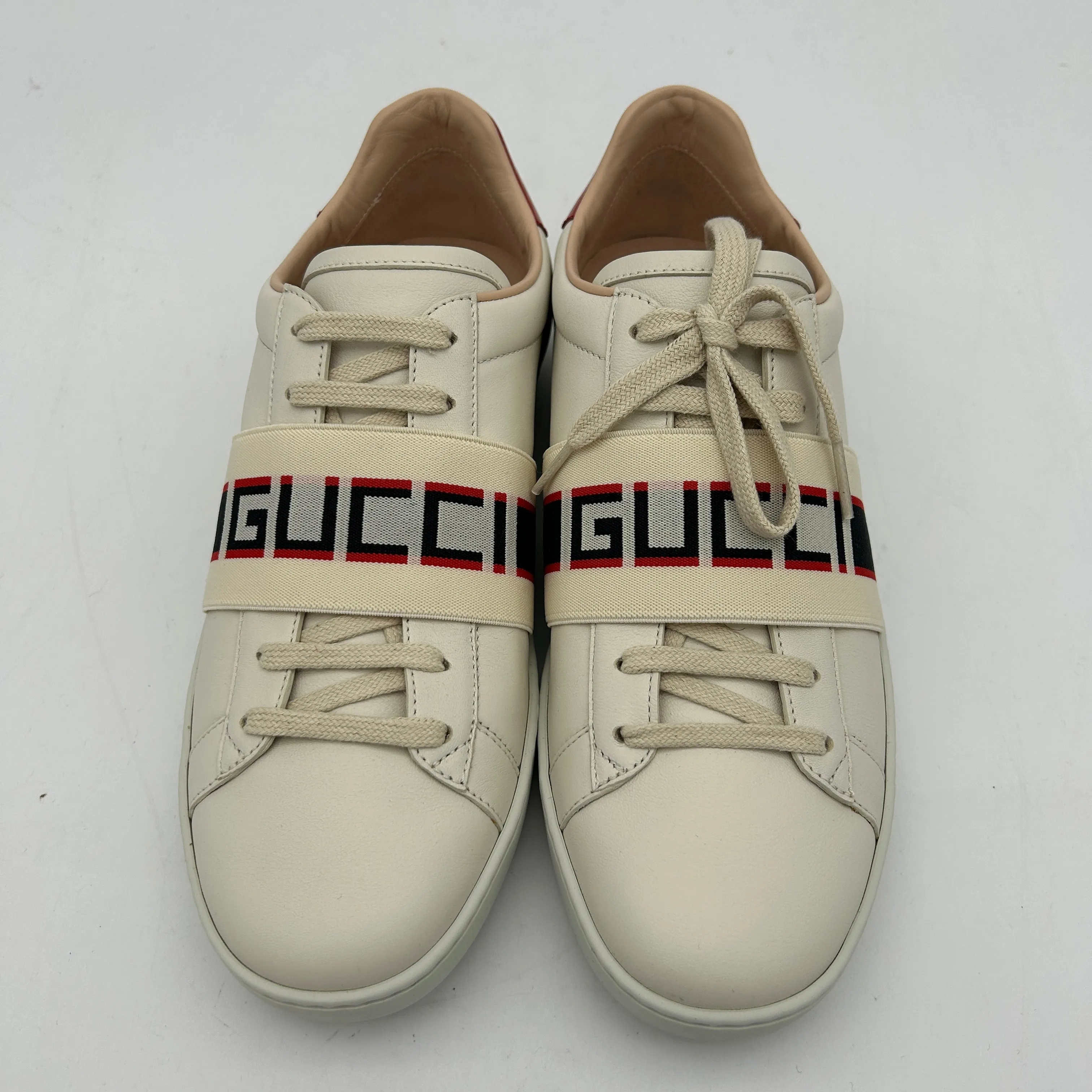 Gucci White Leather Logo Band Ace Sneakers 24120204