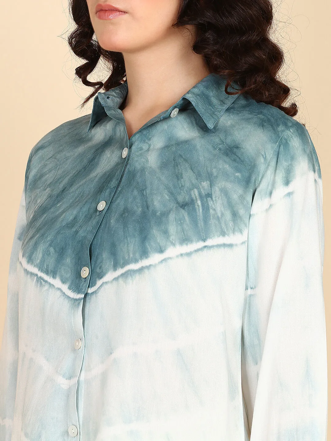 Hand Dyed Rayon Staple Collar Shirt
