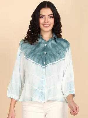 Hand Dyed Rayon Staple Collar Shirt