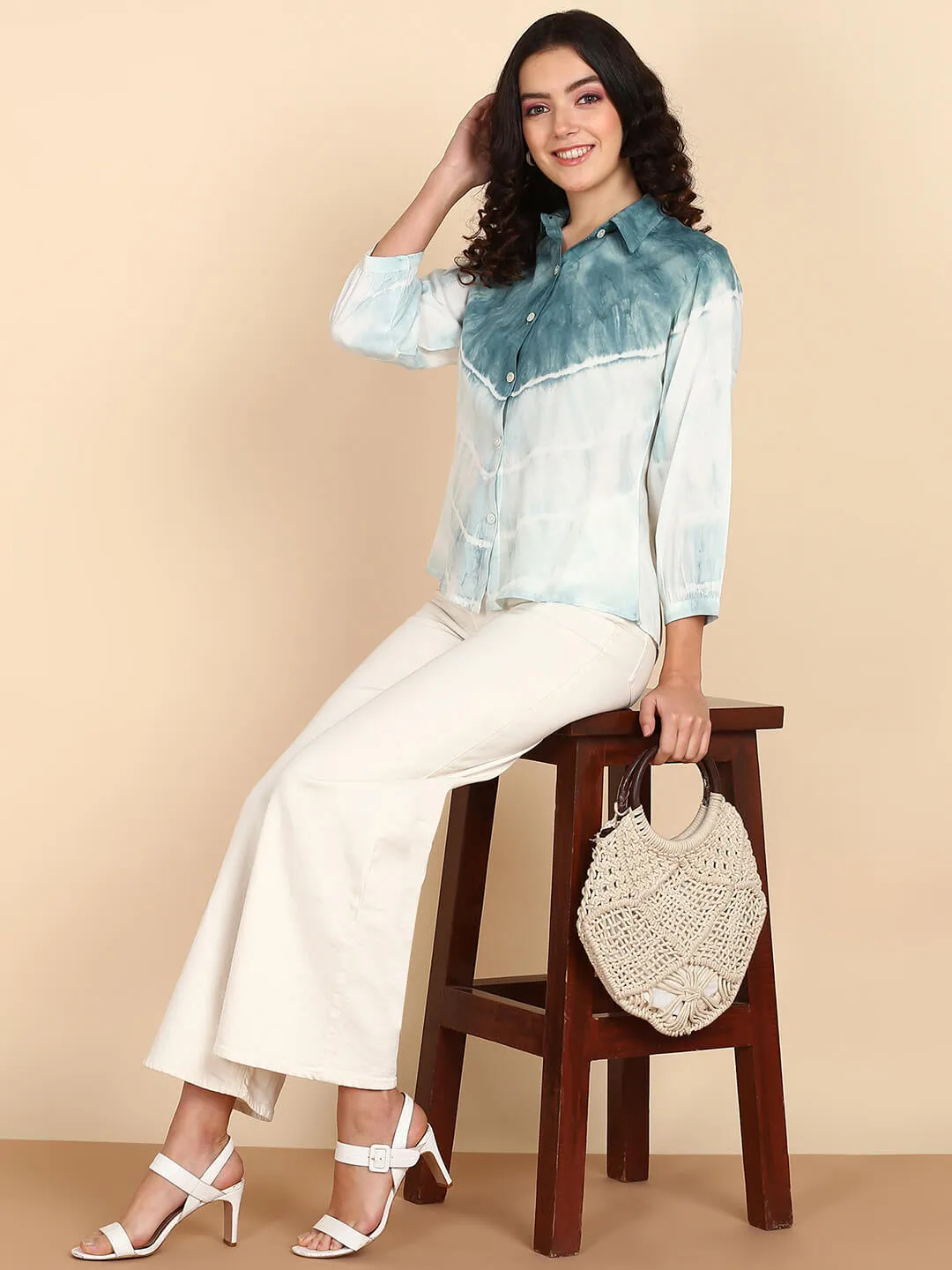 Hand Dyed Rayon Staple Collar Shirt