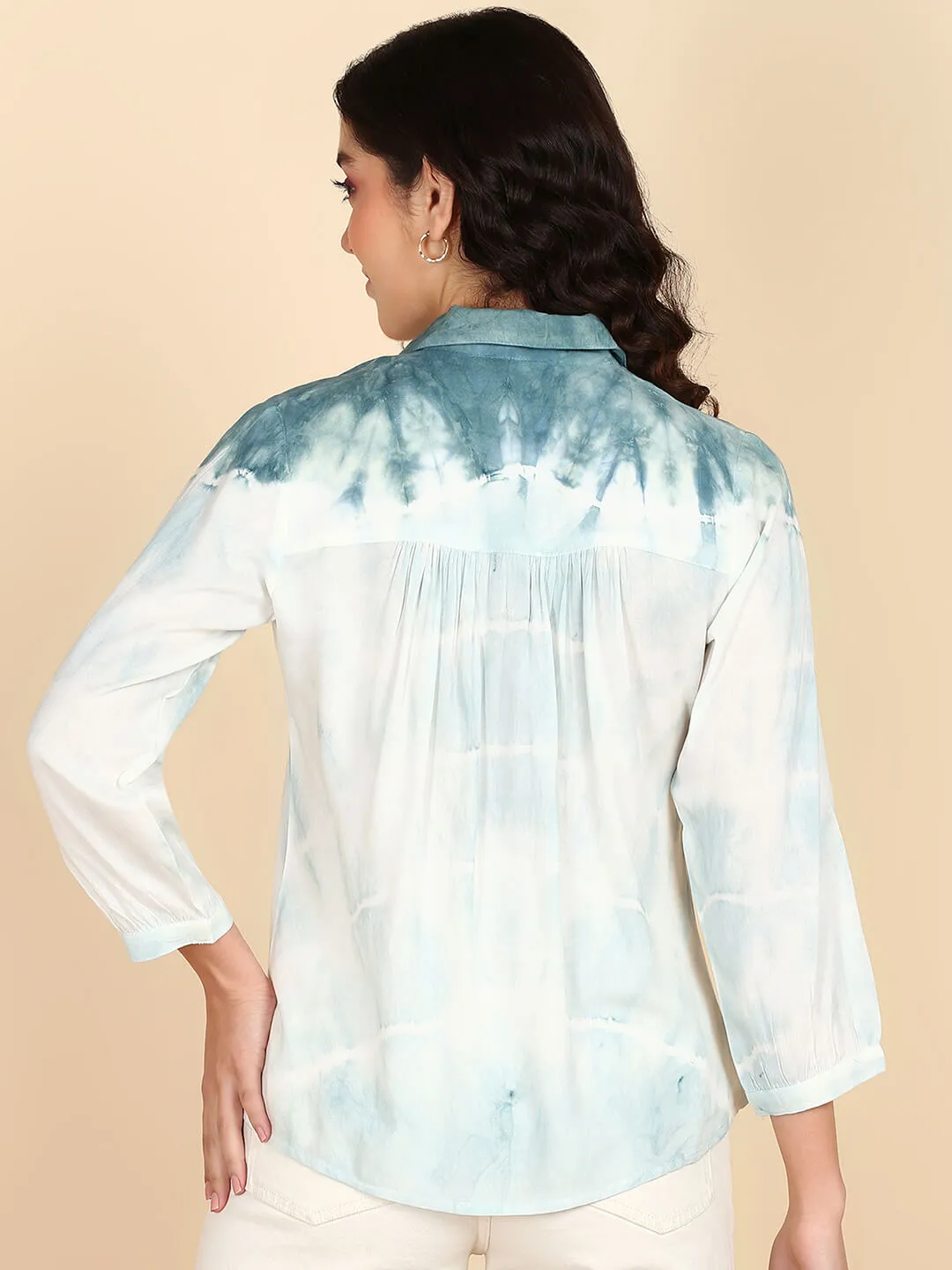 Hand Dyed Rayon Staple Collar Shirt