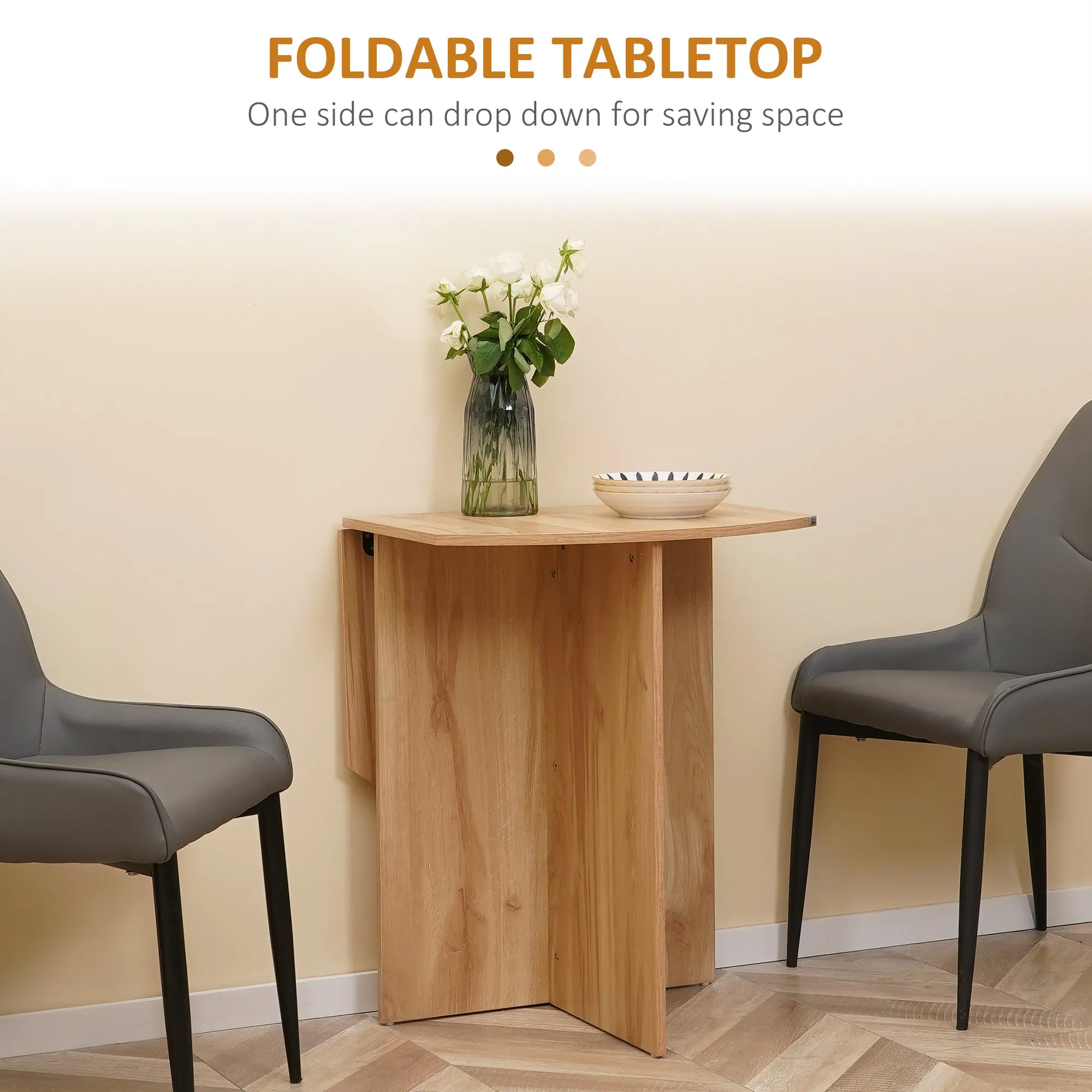 HOMCOM Four-Person Drop Leaf Dining Table - Wood-Effect