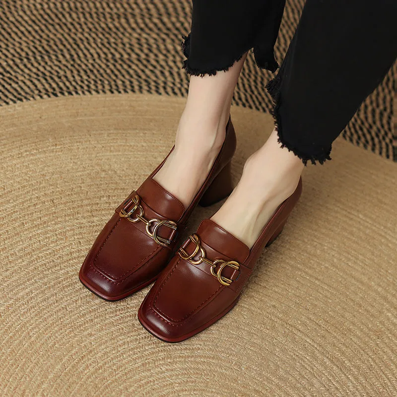 Irina Cognac Womens Loafers with Heels