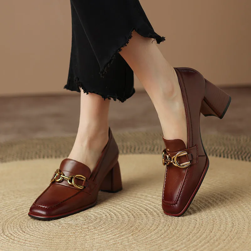 Irina Cognac Womens Loafers with Heels