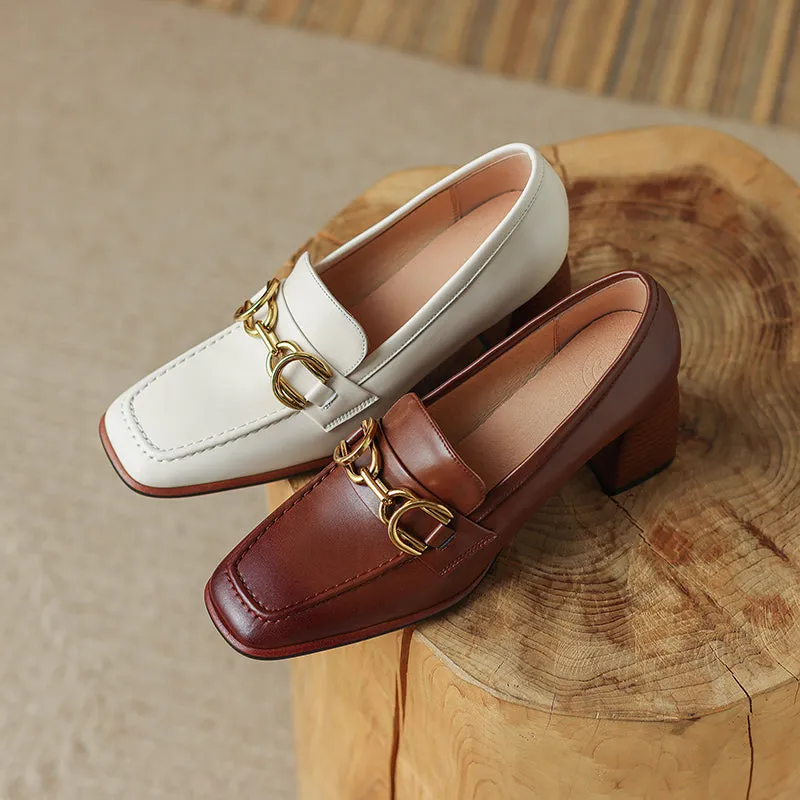 Irina Cognac Womens Loafers with Heels
