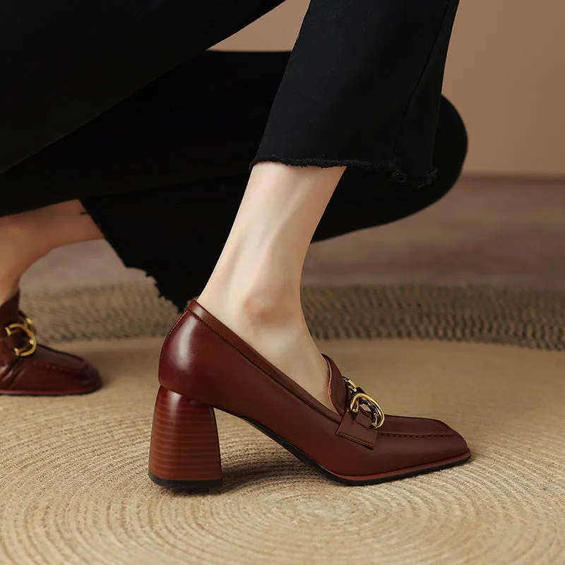 Irina Cognac Womens Loafers with Heels