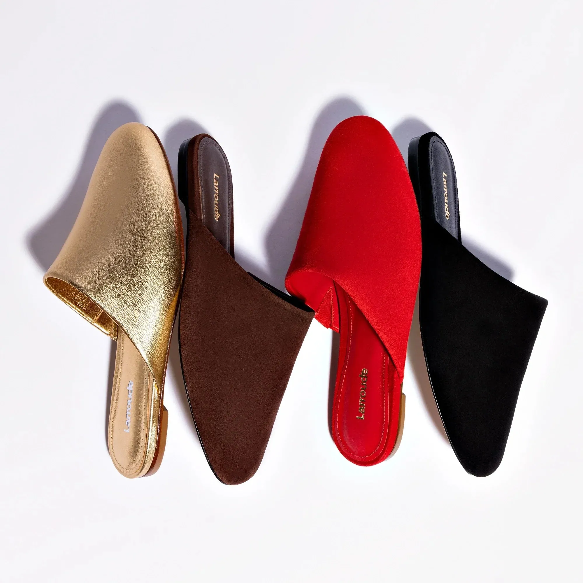 Larroude Venice Flat Mule Pouch-Kit In Gold
