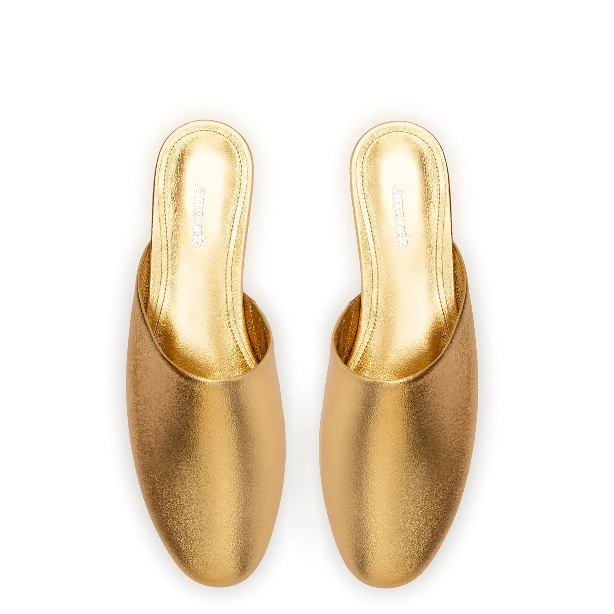 Larroude Venice Flat Mule Pouch-Kit In Gold