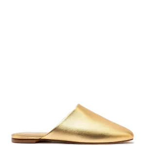 Larroude Venice Flat Mule Pouch-Kit In Gold