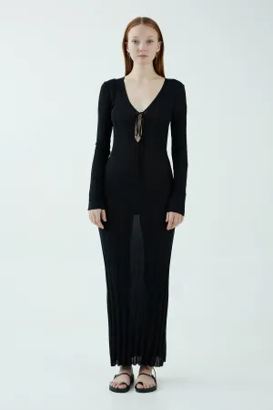 LIAISON KNIT KEYHOLE MAXI DRESS | BLACK