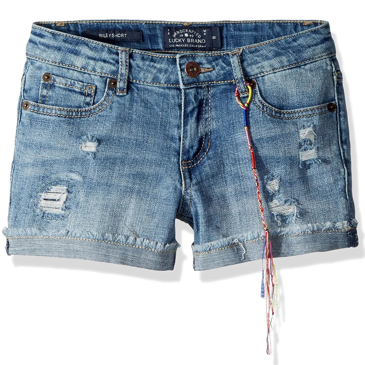Lucky Brand Girls' 5-Pocket Cuffed Stretch Denim Short