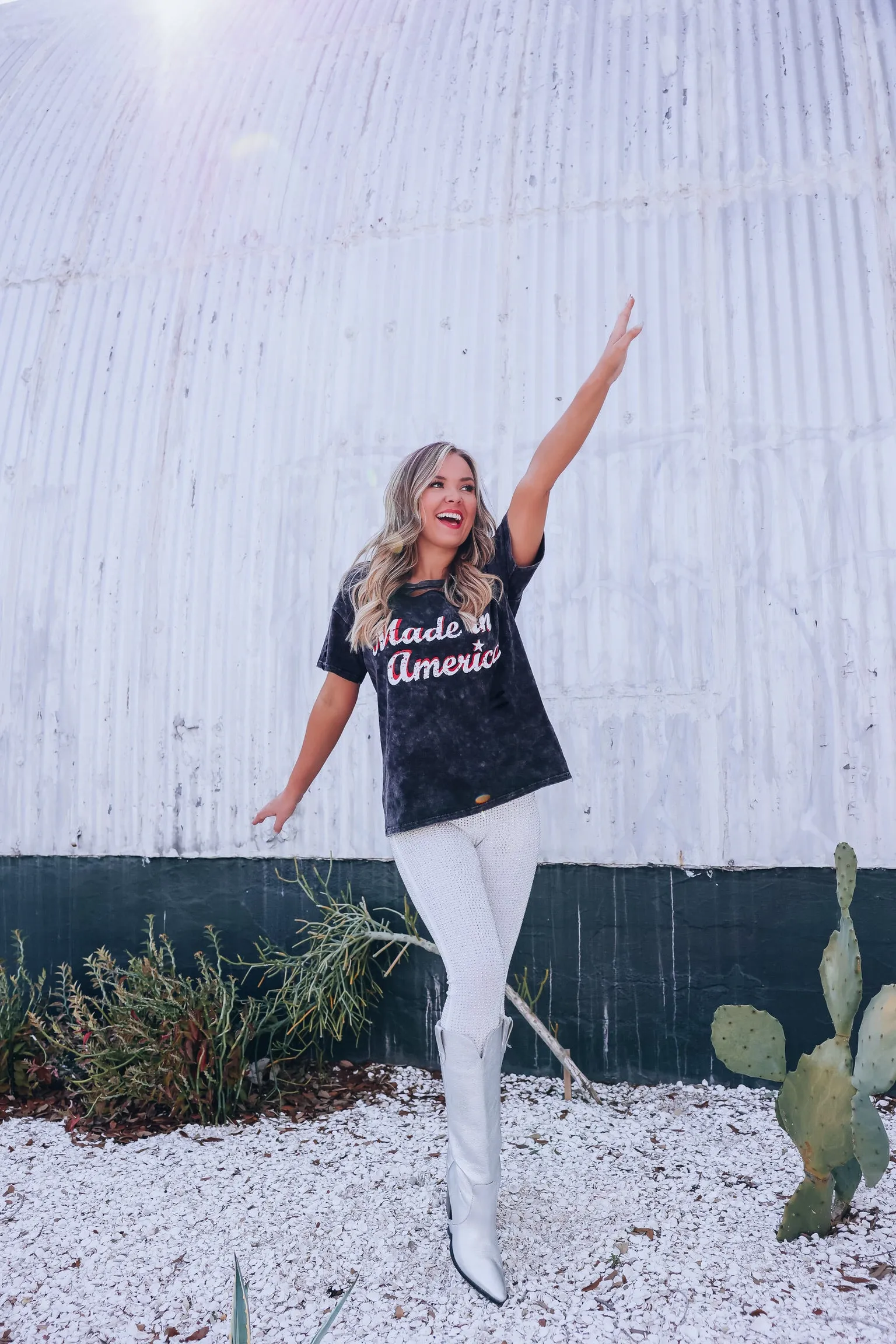 Made In America Laser Cut Graphic Tee - Black