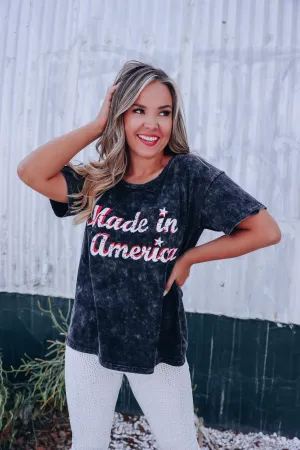 Made In America Laser Cut Graphic Tee - Black