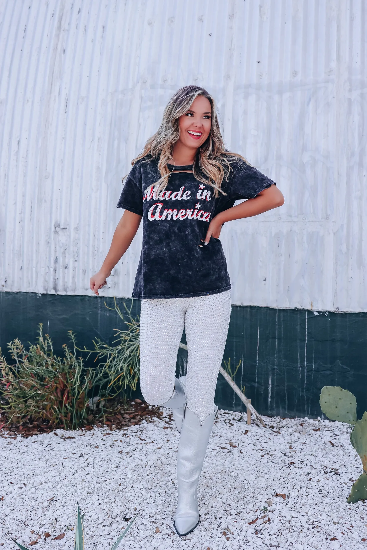 Made In America Laser Cut Graphic Tee - Black