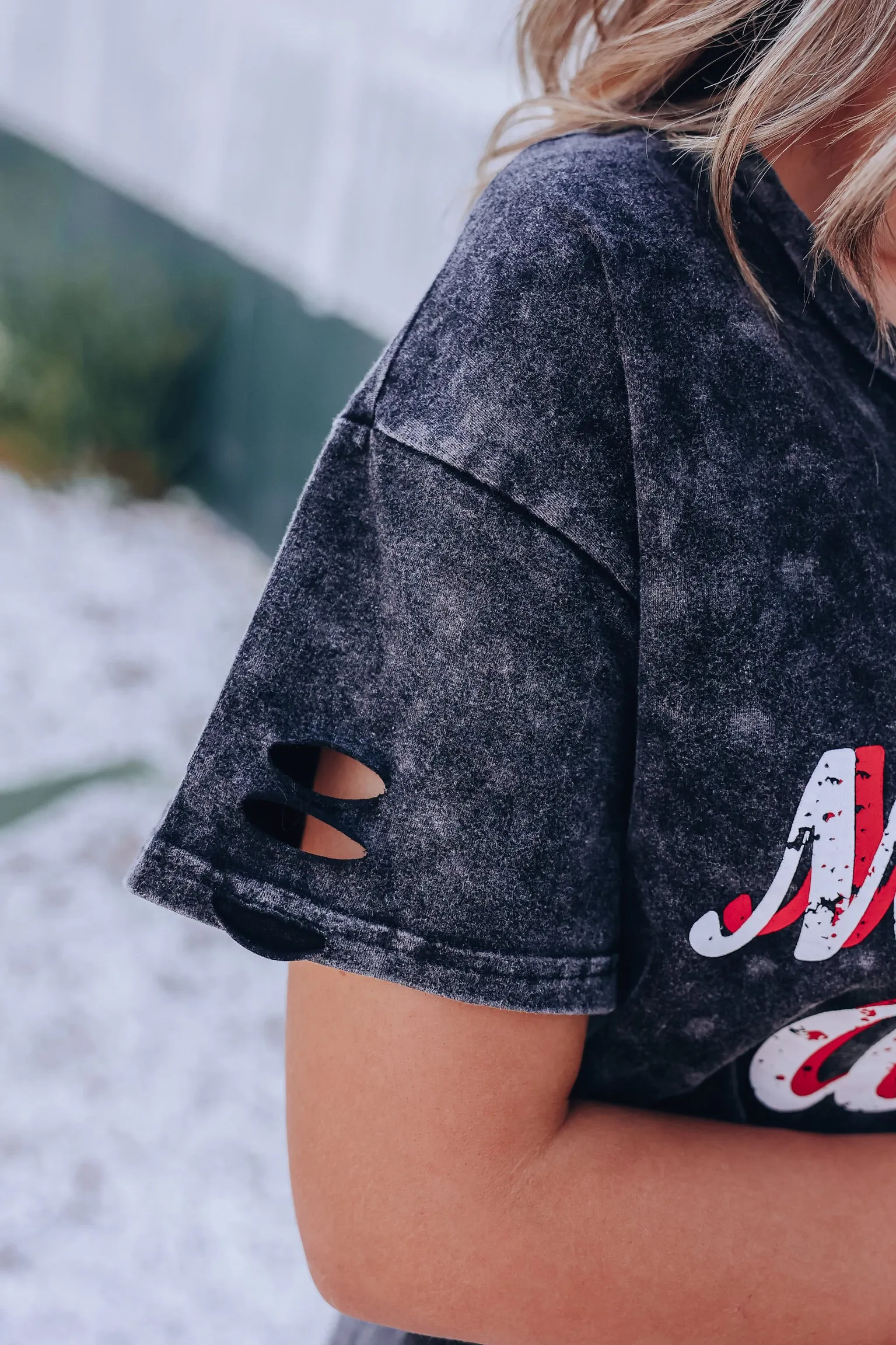 Made In America Laser Cut Graphic Tee - Black