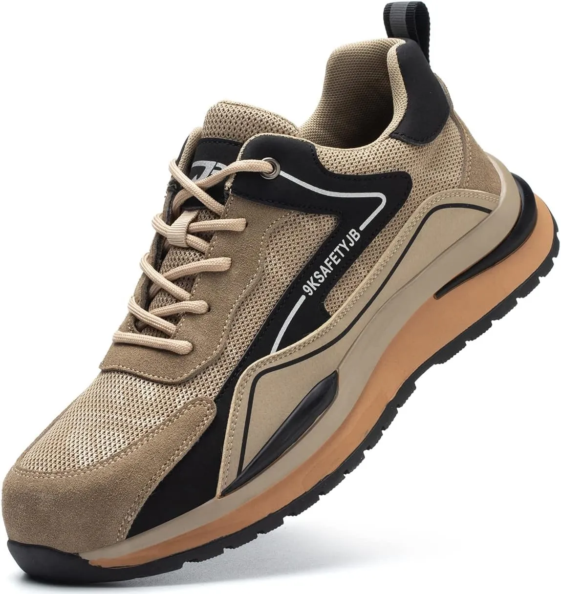 Micoklinlin Steel Toe Shoes for Women Lightweight Work Sneakers Non-Slip Safety Shoes Hiking Shoes with Reflective Strip