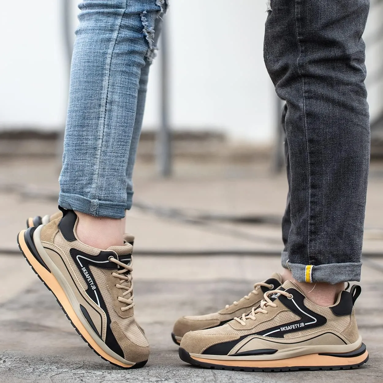 Micoklinlin Steel Toe Shoes for Women Lightweight Work Sneakers Non-Slip Safety Shoes Hiking Shoes with Reflective Strip