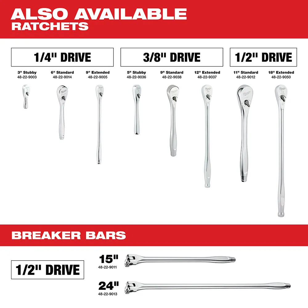 Milwaukee 48-22-9508 3/8-Inch Drive Durable Metric Ratchet and Socket Set - 32pc