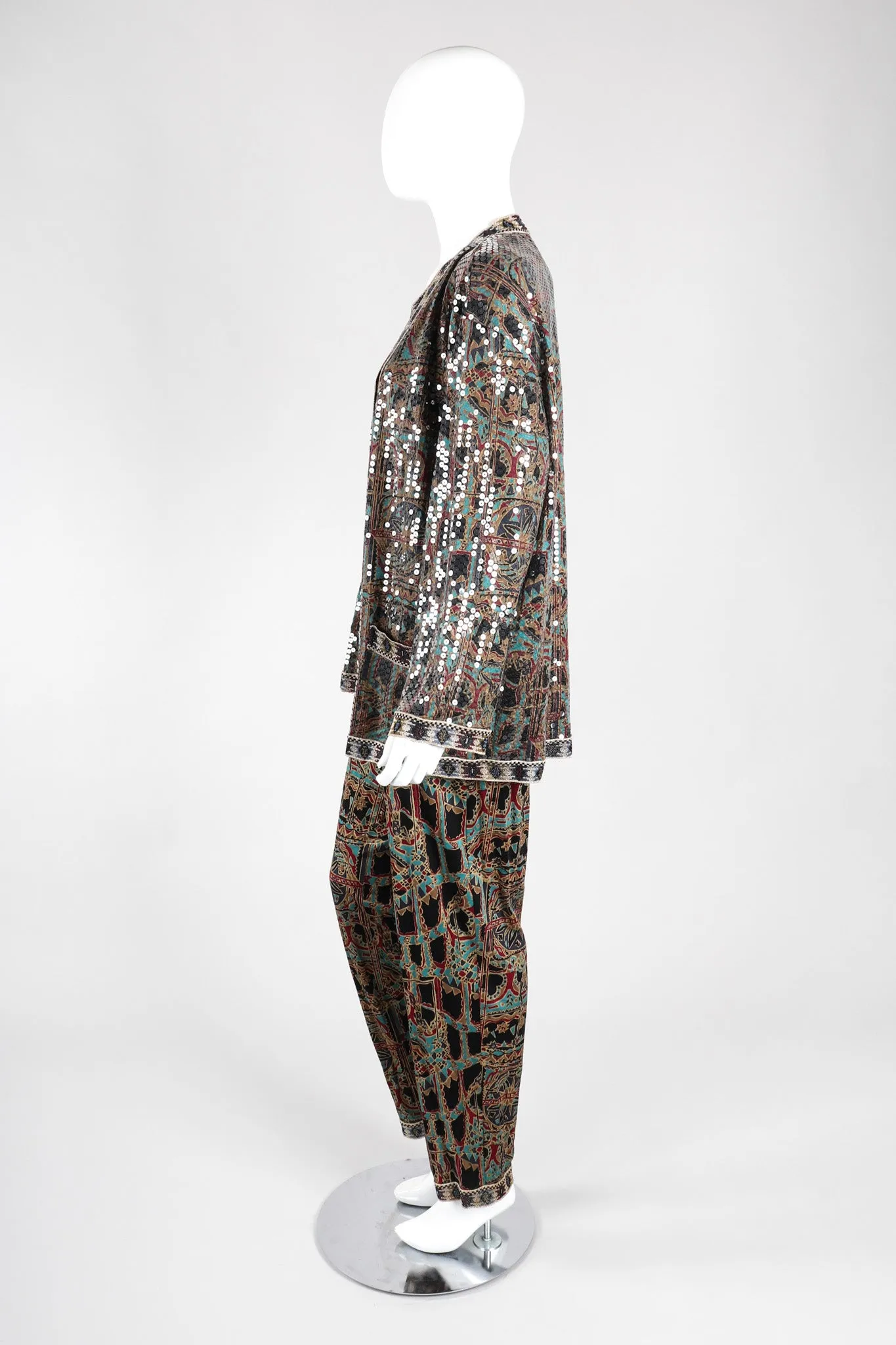 Moroccan Print Sequin Silk Leisure Set