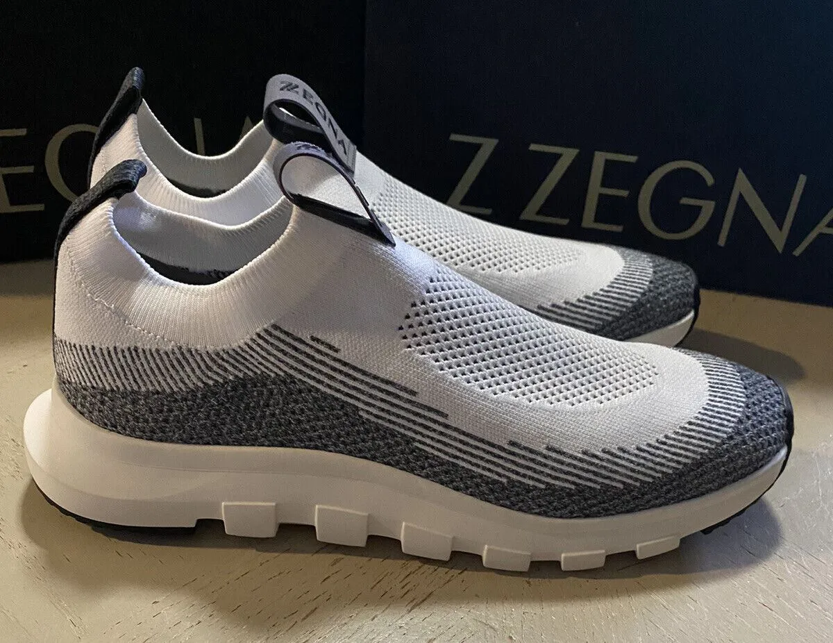 New $495 Z Zegna Men Sock Runners  Sneakers Shoes White/Gray 11 US/44 Eu