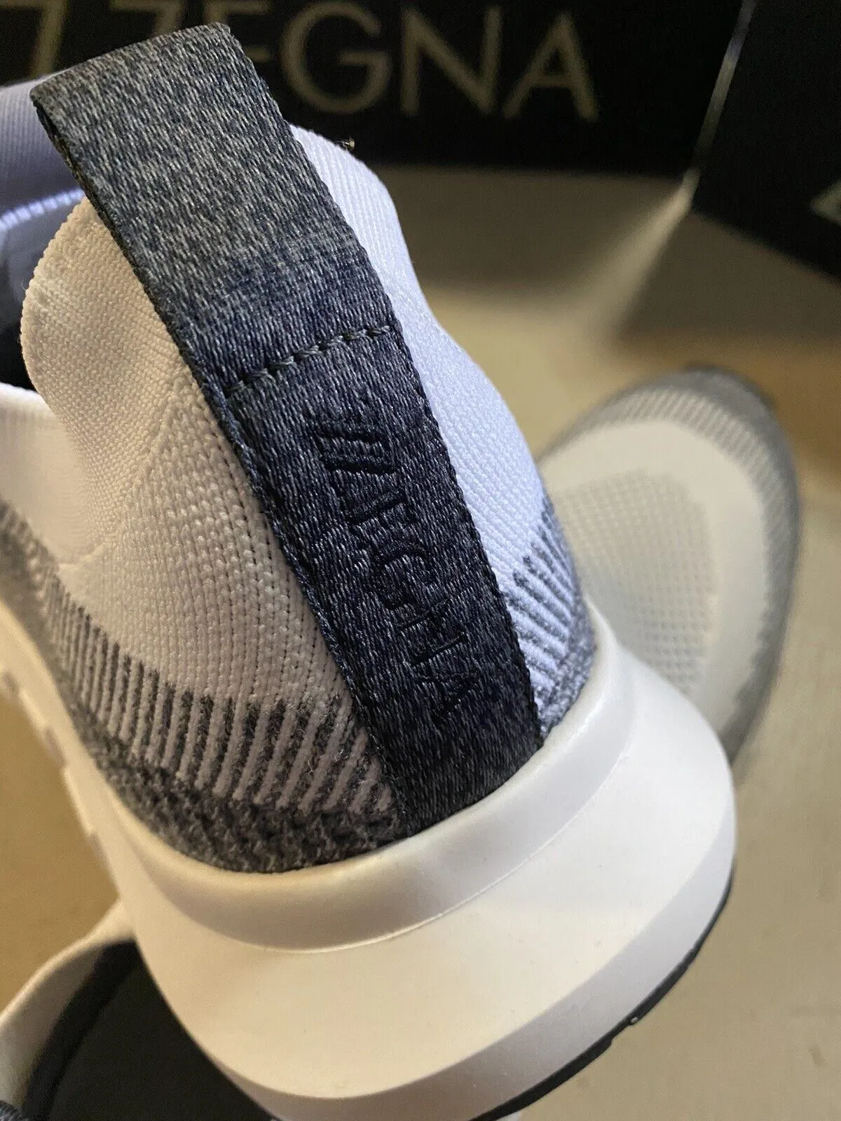 New $495 Z Zegna Men Sock Runners  Sneakers Shoes White/Gray 11 US/44 Eu