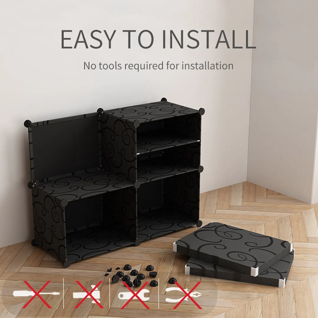 NNEAGS 4 Tier Shoe Rack Organizer Sneaker Footwear Storage Stackable Stand Cabinet Portable Wardrobe with Cover