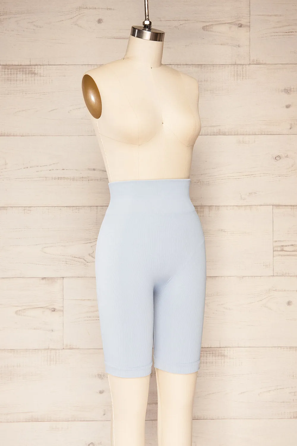 Noci Blue | Seamless Ribbed Biker Shorts