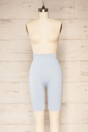 Noci Blue | Seamless Ribbed Biker Shorts