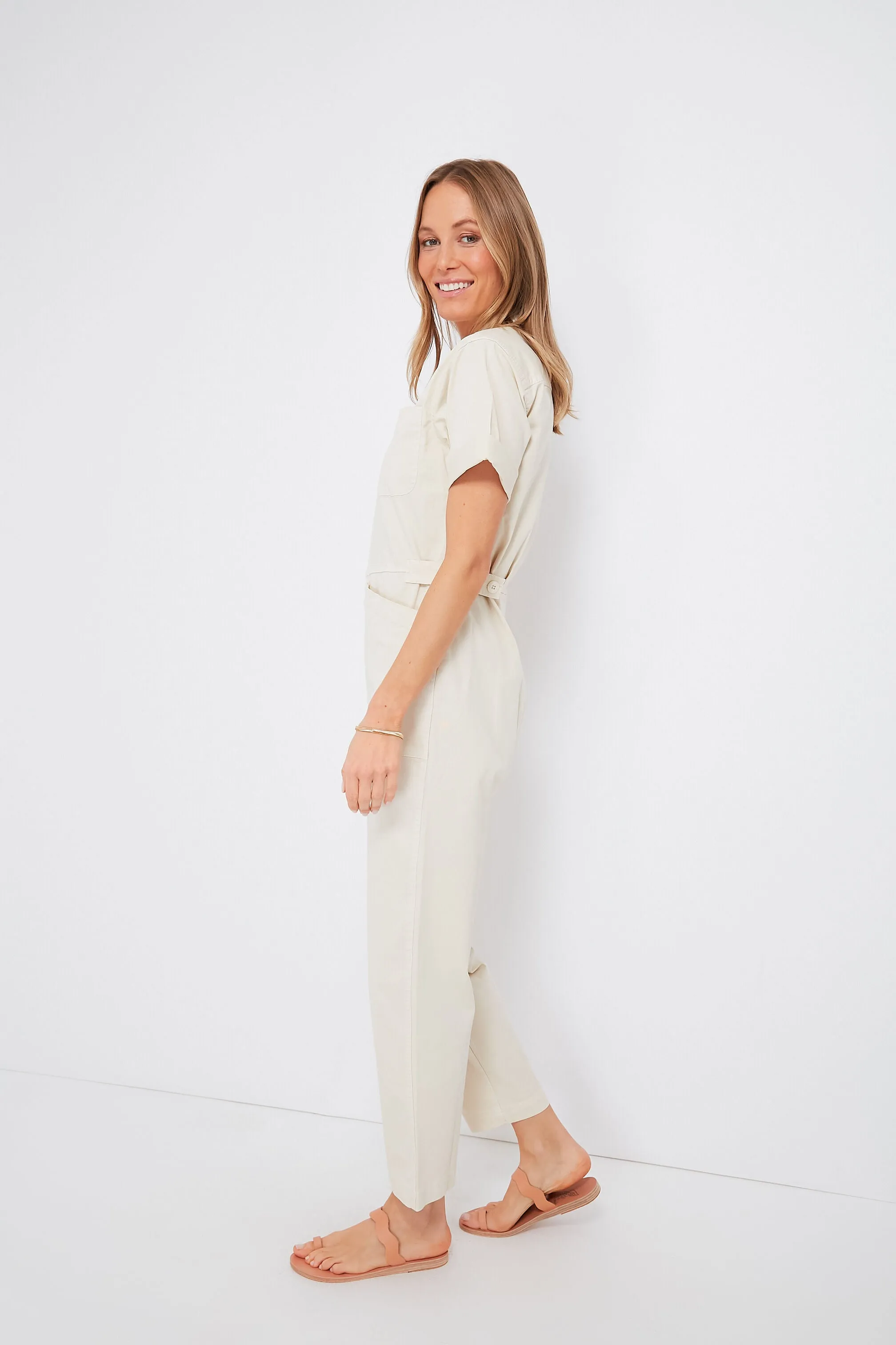 Oatmilk Standard Short Sleeve Jumpsuit