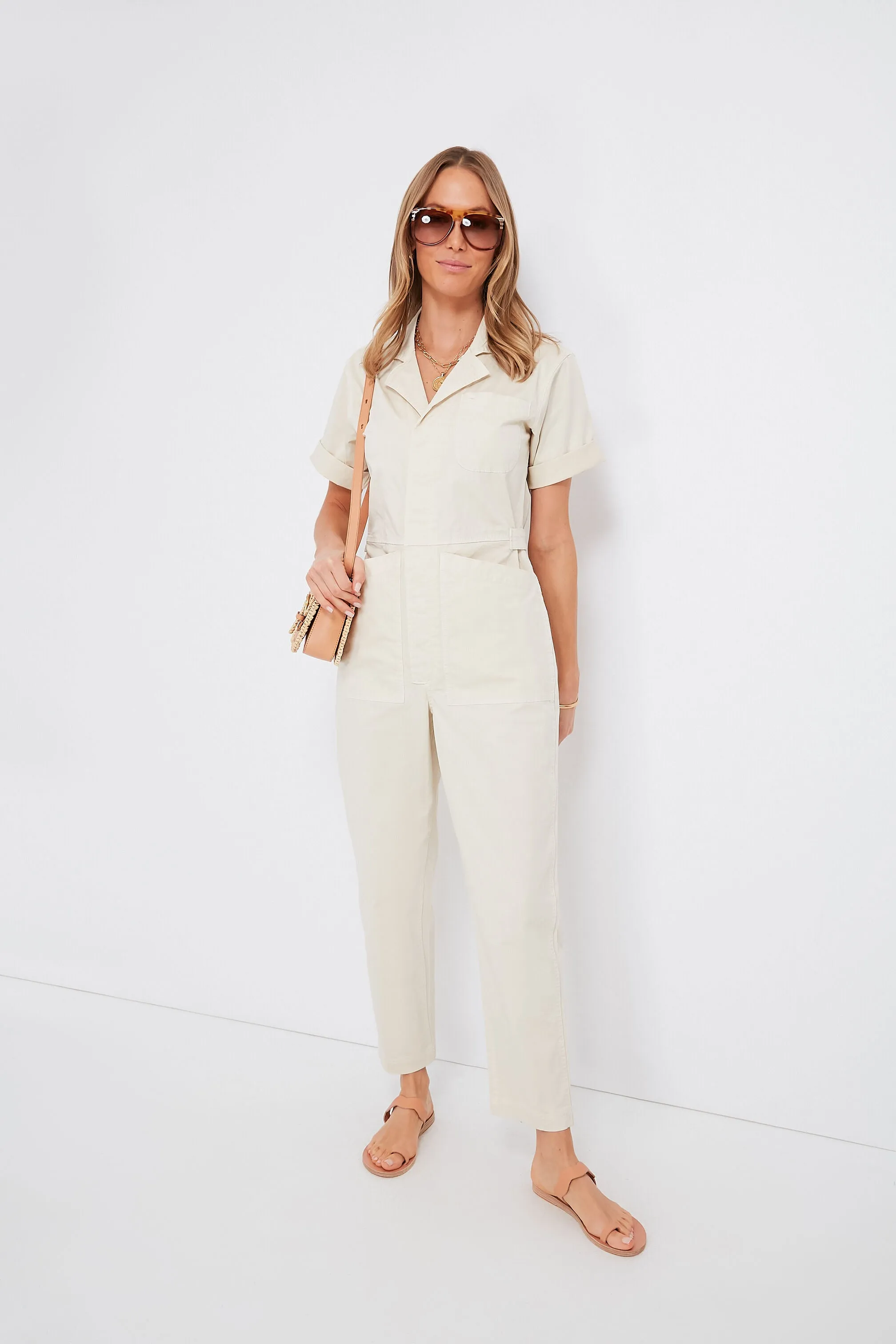 Oatmilk Standard Short Sleeve Jumpsuit