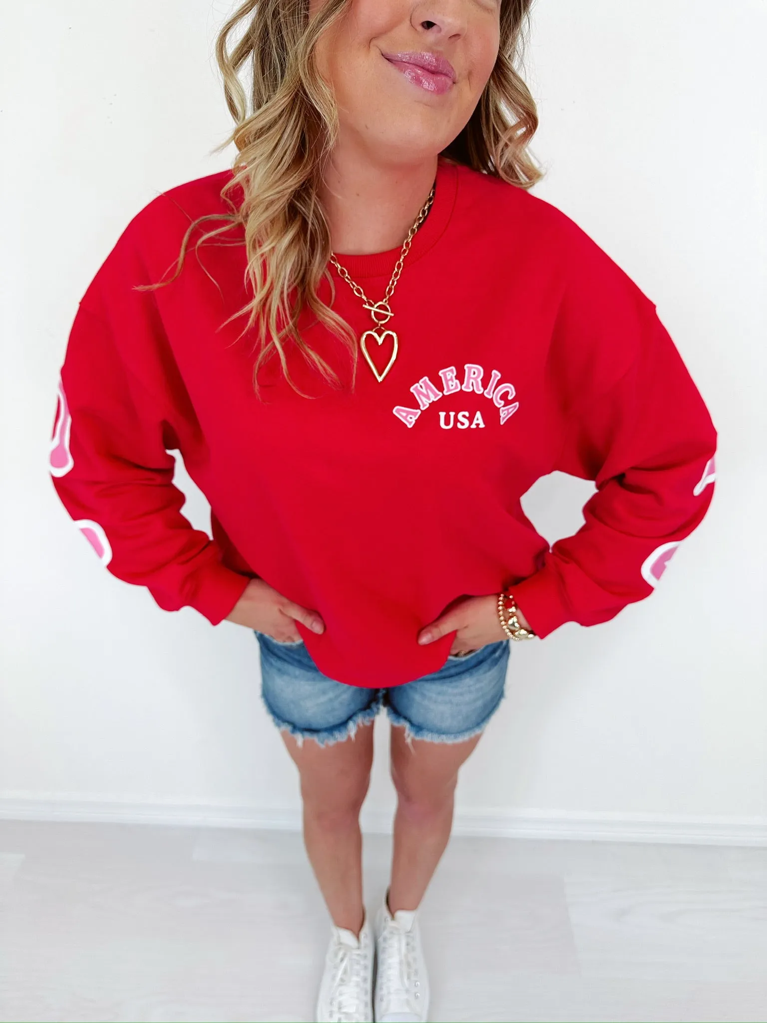 "America" Puff Graphic Sweatshirt