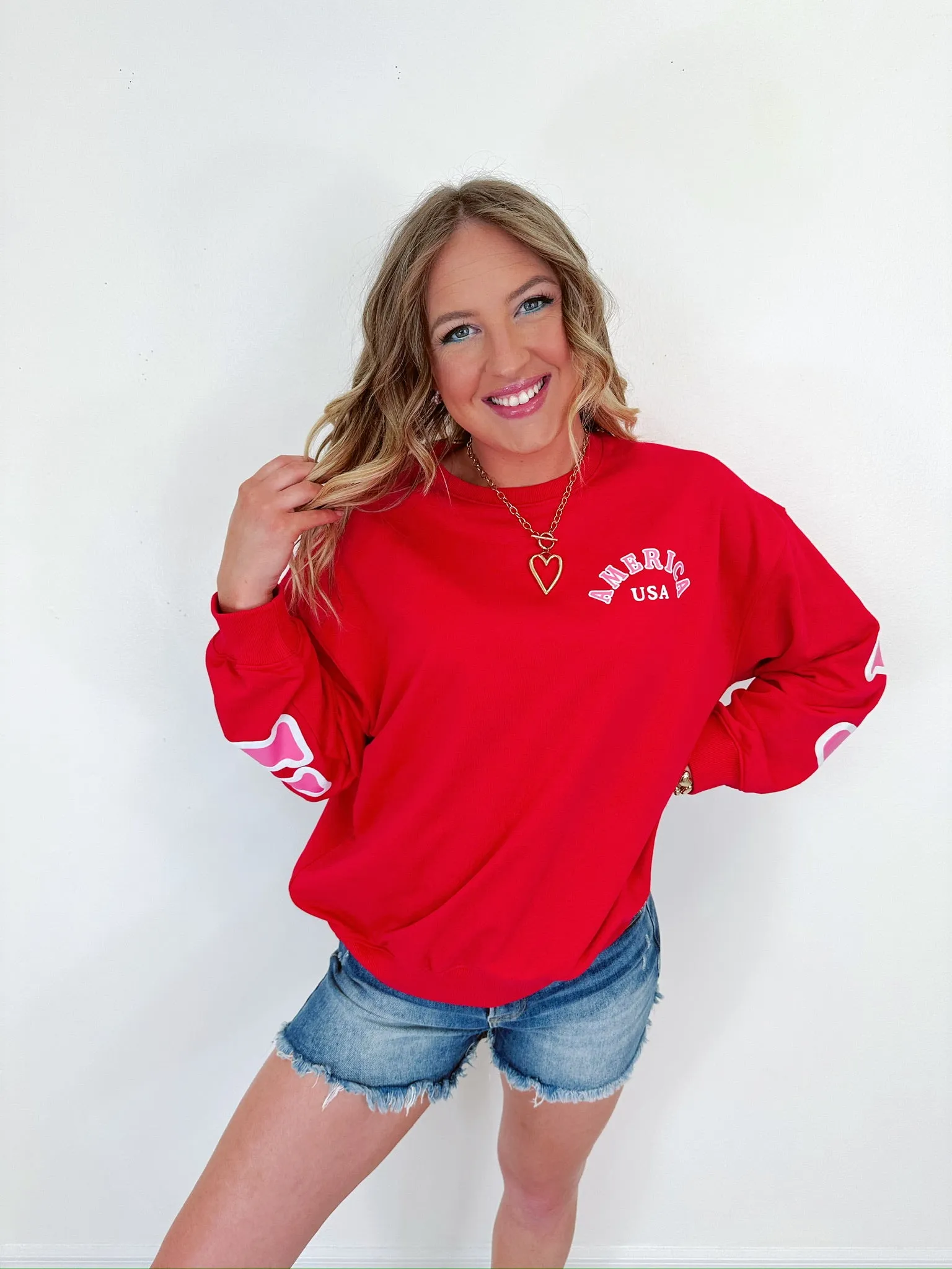 "America" Puff Graphic Sweatshirt