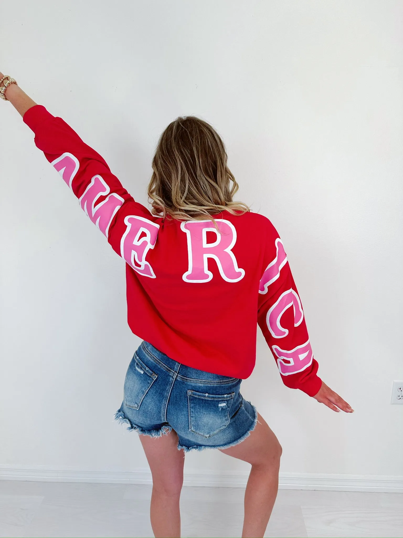 "America" Puff Graphic Sweatshirt